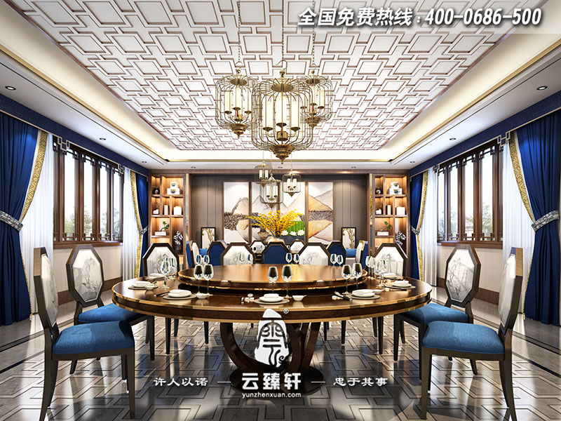 新中式會所宴會廳設(shè)計效果圖